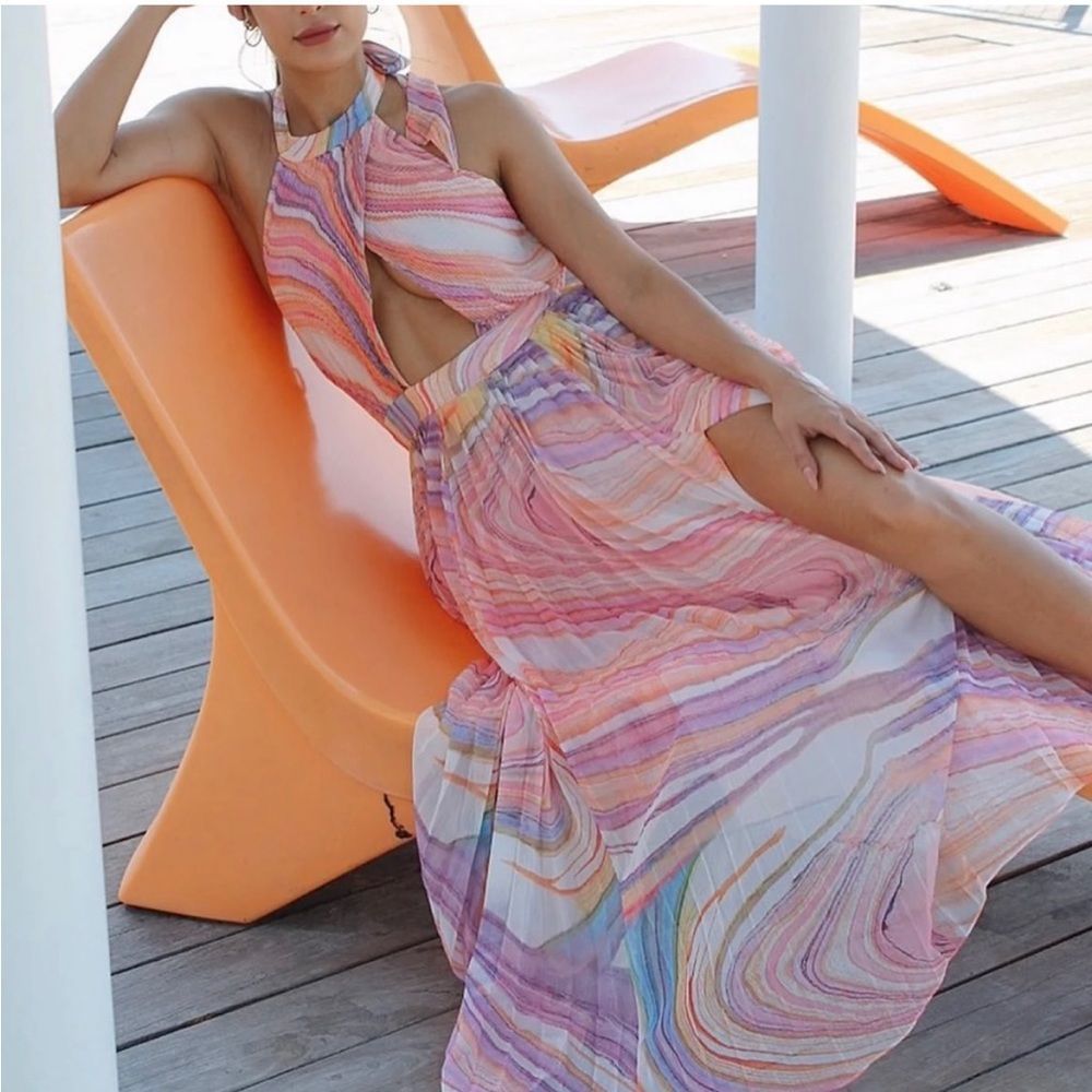 NEW Rococo Sand Eira Long Dress Peach Lilac Size XS